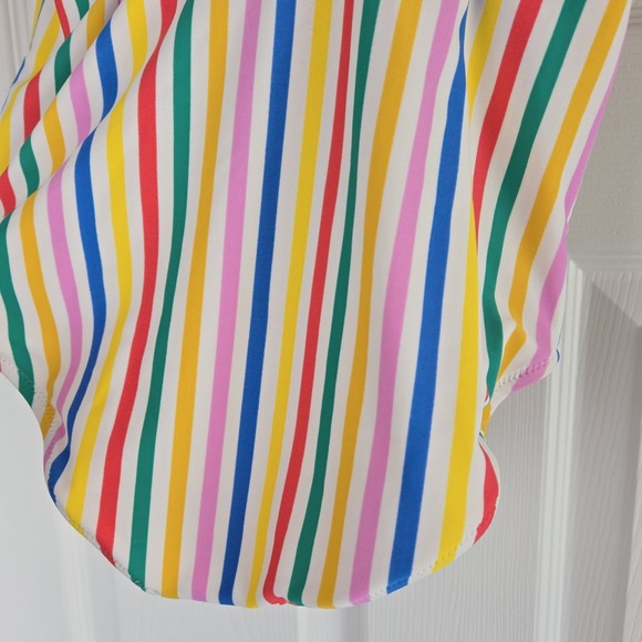 Crewcuts Girls Striped Ruffle Bathingsuit Size 8 Colorful One Piece Swimsuit - Picture 3 of 8